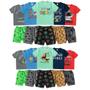 Imagem de Kit 4 Peças Roupa Infantil Menino Bebe  Camisetas e Bermudas 2 Conjuntos Masculino