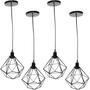 Imagem de Kit 4 Pendente Aramado Diamante Luminária Lustre Luxo Pequeno Teto Retrô Agp Ilumini Industrial