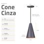 Imagem de Kit 4 Pendente Lustre Luminária Cone Cinza