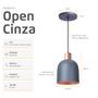 Imagem de Kit 4 Pendente Lustre Luminária Open Cinza