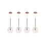 Imagem de Kit 4 Pendente Lux Cobre Rose Gold Globo Vidro 20Cm + Led