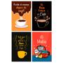 Imagem de Kit 4 Placas Decorativas Café Frases Cozinha 20x30 cm Mdf