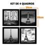 Imagem de Kit 4 Placas Quadros Decorativos para Sala Cozinha Quarto Frases Café Motivação Cidades Fé 20x20cm