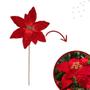 Imagem de Kit 4 Poinsetia Decorativa Natalina de Veludo Vermelho 30cm Tok da Casa