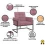 Imagem de kit 4 Poltronas Base de metal para Sala de Estar Recepção Decorativa Cadeira Estofada Resistente Escritório Manicure