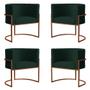 Imagem de Kit 4 Poltronas Decorativa Luana Base Bronze Veludo Verde - Montanaris Decor