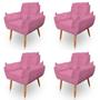 Imagem de Kit 4 Poltronas Decorativa Opala Sala de Estar Veludo Rosa Kimi Decor