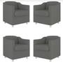 Imagem de Kit 4 Poltronas Decorativa Tilla Suede Cinza - TWdecora