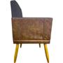 Imagem de Kit 4 Poltronas Decorativas Lis material sintético e Linho Cores Pé Palito 30 Cm Castanho