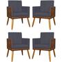 Imagem de Kit 4 Poltronas Decorativas Lis material sintético e Linho Cores Pé Palito 30 Cm Castanho