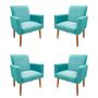 Imagem de Kit 4 Poltronas Malibu Decorativa Suede Azul Tiffany