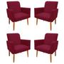 Imagem de Kit 4 Poltronas Malibu Decorativa Suede Marsala