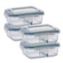 Imagem de Kit 4 Pote de vidro Hermético 1040ml Com Divisoria Alimentos