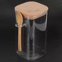 Imagem de Kit 4 Pote Hermético Vidro E Bambu Com Colher 1400ml