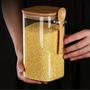 Imagem de Kit 4 Pote Hermético Vidro E Bambu Com Colher 1400ml