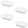 Imagem de Kit 4 Pote Retangular Plástico 950ml Transparente com Tampa Colorida Fundo Jateado Para Frios Máxima Plast