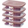 Imagem de Kit 4 Potes 280ml Retangular Plástico Vai Microondas Freezer BPA Free