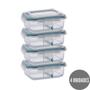 Imagem de Kit 4 Potes de Vidro com Divisória Marmita 4 Travas 1040ml