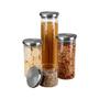 Imagem de Kit 4 Potes de Vidro Hermético Com Tampa Inox Cilindro Electrolux - A18848101