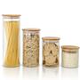 Imagem de Kit 4 Potes De Vidro Para Mantimentos Com Tampa De Bambu
