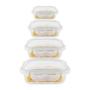 Imagem de Kit 4 Potes Hermético Vidro Marmita 370 640 1040 1520Ml
