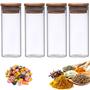 Imagem de Kit 4 Potes Herméticos Organizadores de Vidro Com Tampa de Bambu Bolachas Biscoitos Alimentos Transparente 600ml PE071