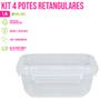 Imagem de Kit 4 Potes Marmita Reutilizável 1400ml Trava Freezer Microondas Fitness