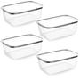 Imagem de Kit 4 Potes Plásticos Retangular Com Tampa, Jogo Pote Bpa Free. Conjunto Potinhos Fitness