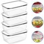 Imagem de Kit 4 Potes Plásticos Retangular Com Tampa, Jogo Pote Bpa Free. Conjunto Potinhos Fitness