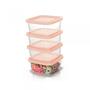 Imagem de Kit 4 potes quadrados de plástico para armazenar alimentos cozinha útil