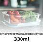 Imagem de Kit 4 potes retangulares marmita borossilicato pode ir ao forno 330ml mimo style