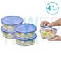 Imagem de Kit 4 Potes Tigela de Vidro com Tampa Plástica Laguna 1,5 Litros Vitazza:Para Servir,  Organização de Cozinha e Geladeira, Opção Sustentável