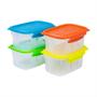 Imagem de Kit 4 Potes Travas Box Raso Pequenos Bolacha Mantimento Jogo Alimentos Doce Free BPA Hermético Plástico