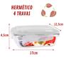 Imagem de Kit 4 Potes Vidro C Tampa 2 De Cada Retangular 370 e 640ml