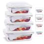 Imagem de KIT 4 Potes Vidro Herméticos Retangulares 370ml + 640ml + 1040ml + 1520ml