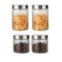 Imagem de Kit 4 Potes Vidro Rattan Tampa Inox 800 e 1200ml Class Home
