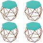 Imagem de Kit 4 Puff Aramado Bronze Decorativo Suede Azul Turquesa