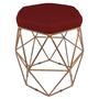 Imagem de Kit 4 puff decorativos para sala hexagonal aramado base bronze suede bordô - cique e decore