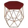 Imagem de Kit 4 puff decorativos para sala hexagonal aramado base bronze suede bordô - cique e decore