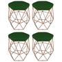 Imagem de Kit 4 puff decorativos para sala hexagonal aramado base bronze suede verde - cique e decore