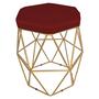 Imagem de Kit 4 puff decorativos para sala hexagonal aramado base dourada suede bordô - clique e decore