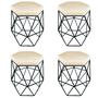 Imagem de Kit 4 puff decorativos para sala hexagonal aramado base preta suede bege - clique e decore