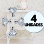 Imagem de Kit 4 Puxadores de Armário Porta Gavetas Móveis Modelo Cristal Medio 30mm Base Cromada