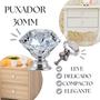 Imagem de Kit 4 Puxadores de Armário Porta Gavetas Móveis Modelo Cristal Medio 30mm Base Cromada