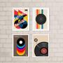 Imagem de Kit 4 Quadros Abstratos Bauhaus Discos 33X24Cm - Com Vidro