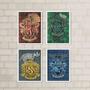 Imagem de Kit 4 Quadros Casas De Hogwarts 24x18cm