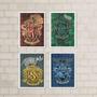 Imagem de Kit 4 Quadros Casas De Hogwarts 33X24Cm - Com Vidro