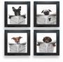 Imagem de Kit 4 Quadros Decorativos Banheiro Toalete Lavabo Dog Jornal