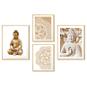 Imagem de Kit 4 Quadros Decorativos Dourado Religioso Buda