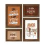 Imagem de Kit 4 Quadros Decorativos Frases Cantinho do Café Cozinha Gourmet Xícara Tons Pasteis Moldura Mdf 26x28cm Hugart